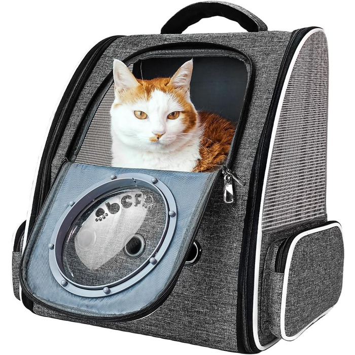 Рюкзак-переноска для котів та собак PENCCOR, розширюваний, сірий. Зручний рюкзак-транспортер для подорожей з домашніми тваринами. Дихаючий рюкзак для великих котів та маленьких собак.