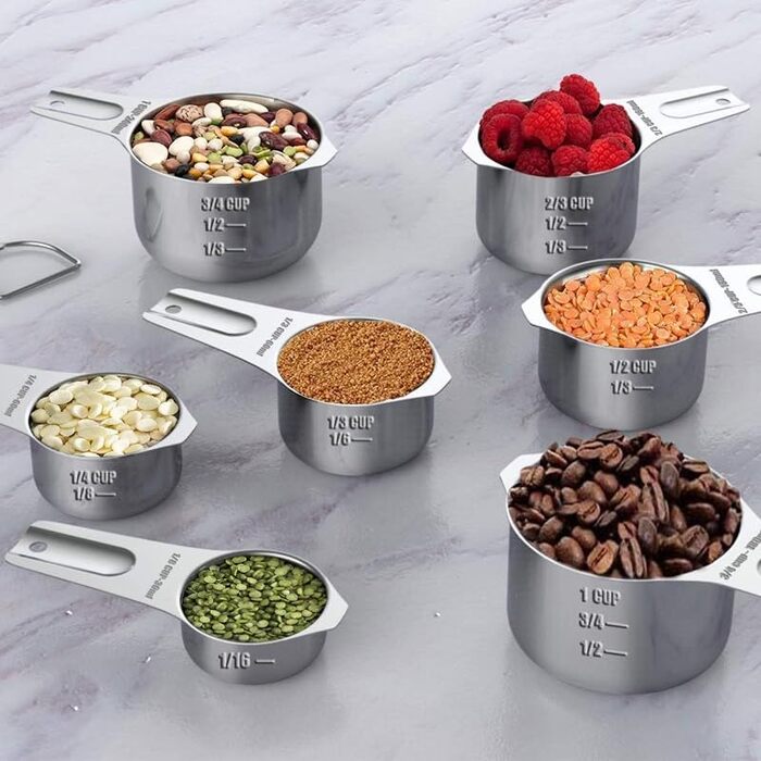 7-Piece Measuring Cup Set, Stainless Steel Nesting Measuring Cups