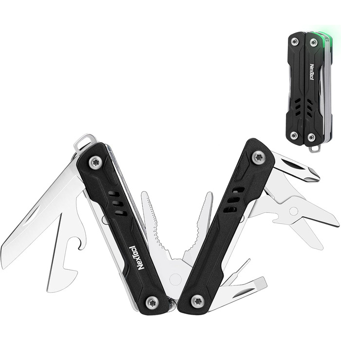 9-in-1 Mini-Multitool with Needle-Nose Pliers, Scissors, SIM Extractor, and Screwdriver - For Travel, EDC, TSA Approved, Blade-Free (Mini Sailor Lite) (Sailor S11-black)