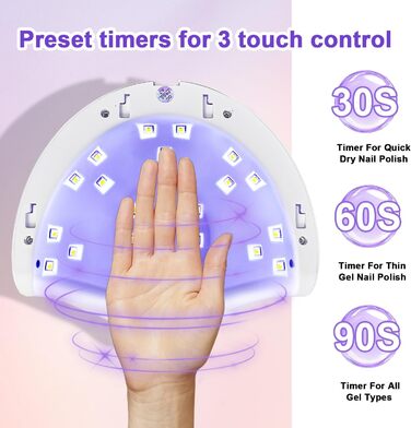 JODSONE 320W UV LED лампа для нігтів з автосенсором, 72 світлодіодів, 4 таймери (10/30/60/99s) – професійний нагрівач для гель-лаку, гелевих та акрилових нігтів, підходить для пальців та ніг