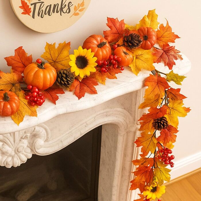 Гірлянда з листя клена для осіннього декору: 3м, 30 LED, для дому та вулиці