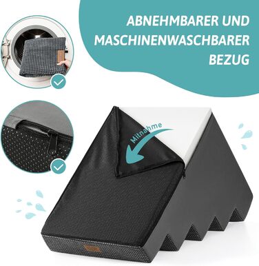 COZY KISS Dog Stairs for Small Dogs, Wide Steps Pet Stairs for Bed Couch Car, 60cm High High-Density Foam Cat Stairs with Removable Cover (7x0x60cm, ) (Dark Gray, 5, 75x50x60cm)
