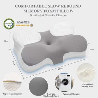 Подушка для шиї Z-hom, подушка для голови з Memory Foam, ергономічна подушка для шиї, подушка для сну на боці, спині та животі, ергономічна подушка для тих, хто спить на боці (15*15*15 см)