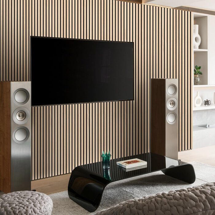 Акустичні панелі з натурального шпона дуба, самоклеючі (набір 2 шт, 100x52 см) для шумоізоляції та декору стін у вітальні, офісі та спальні