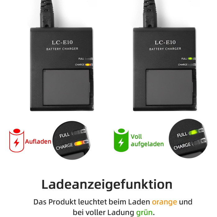 Зарядний пристрій для акумулятора Canon LP-E10/LC-E10C/LC-E10/LC-E10E (сумісний з EOS Rebel T7, T6, T5, T3, T100, EOS 4000d, 3000d, 2000d, 1500d, 1300d, 1200d, 1100d, 1100dkiss)