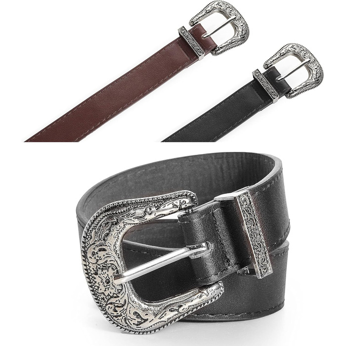 Жіночі шкіряні ремені JowTreex у стилі вестерн з квітковою пряжкою, вінтажний пояс