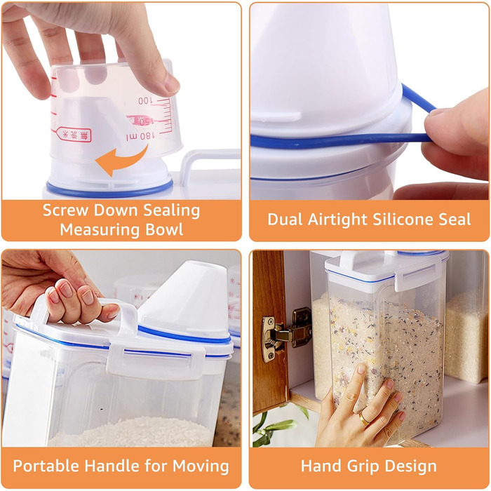 Контейнери для зберігання їжі ZOFUN (4 шт.) - герметичні, для сухого корму, крупи, цукру, кави, тощо
