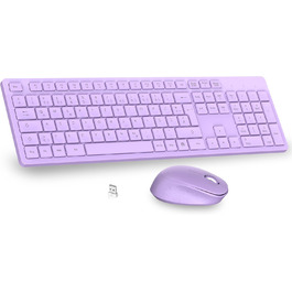 Бездротовий комплект клавіатури та миші Leadsail K786 з цифровою клавіатурою QWERTZ (Німецька) - тиха клавіатура, 2.4 GHz, USB Nano приймач для ПК/ноутбука (фіолетовий)