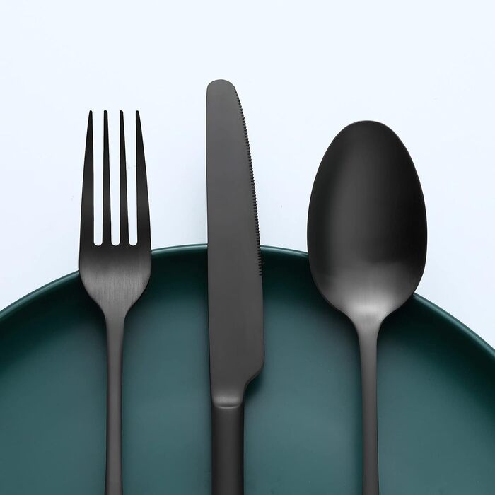 Bestdin Cutlery Set, 6 Persons, 30-Piece Stainless Steel Cutlery Set, Matte Black, Dining Cutlery Set with Knife, Fork, and Spoon, High-Quality Stainless Steel, Dishwasher Safe.