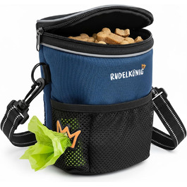 Сумка для ласощів для собак Rudelkönig - практична сумка для прогулянок та дресирування собак, з дозатором пакетів для вигулу (Basic, Blue)