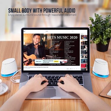 Комп'ютерні колонки Sanyun SW102, 5Wx2, стерео 2.0, USB/3.5mm, глибокий бас, білий