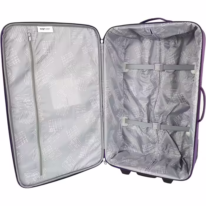 SIGN Suitcase Trolley Travel Suitcase Inline Wheels (Carry-on, Medium, Large, Extra Large) (Extra Large Suitcase (81cm)) (Large Suitcase (71cm), Purple)