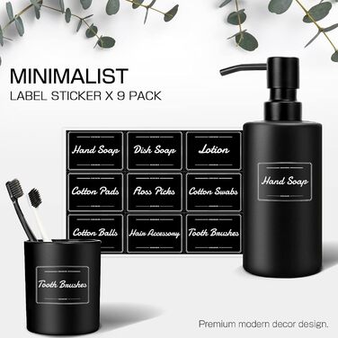 Набір аксесуарів для ванної кімнати, 5 предметів, матовий чорний: мильниця, стакан для зубних щіток, тримач для ватних паличок та бавовни, сучасний декор