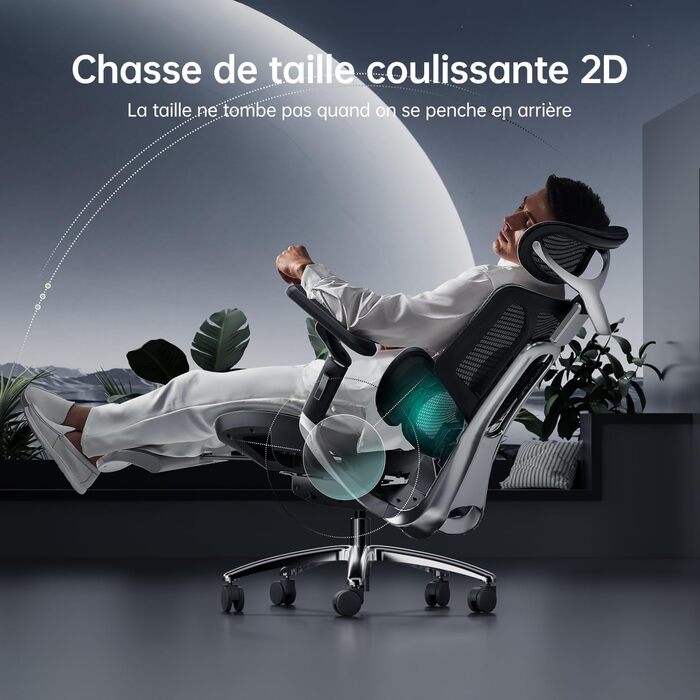 Hbada E3 Ultra Ergonomic Office Chair - Adjustable Lumbar Support, 360° Swivel, 4D Headrest, Black