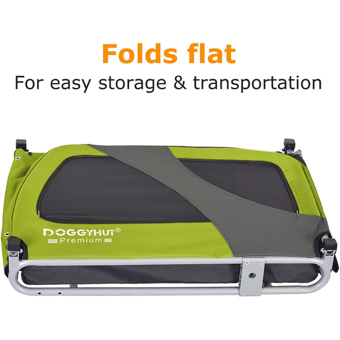 DOGGYHUT® Преміум XL Причіп для собак до 45 кг - велосипедний причіп для собак, великих собак (зелений) 80103