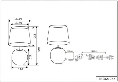 Настільна лампа Reality Leuchten Sophia, кераміка, золото, абажур з тканини (зелений/чорний), E14, 16 см