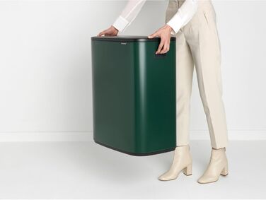 Відро для сміття Brabantia біле 60 літрів з 2 внутрішніми відрами (2х30л), колір Pine Green