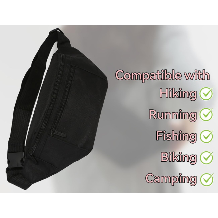 Чоловіча/Жіноча поясна сумка на пояс, шкіряна, водонепроникна, для спорту, подорожей та активного відпочинку (чорна)