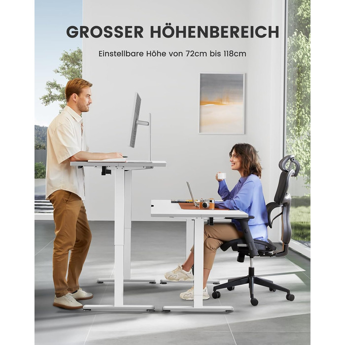 ErGear Electric Standing Desk - 100x60cm - Height Adjustable Desk with Memory Function for Home Office & Connection Plate