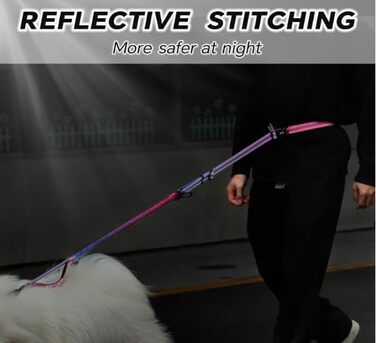 Міцна повідець для собак COSYHOMELONDON, без натягу, з амортизатором, для прогулянок та тренувань, з кріпленням для авторемня, 1,2 - 1,8 м, фіолетовий