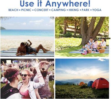 GIVERARE Пікнікова ковдра для пляжу, XL, пісконепроникна, водовідштовхувальна, для кемпінгу, на відкритий простір, швидковисихаюча, сімейна, для подорожей, пікніків, фестивалів, газону