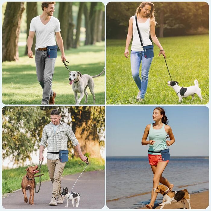 Фурнітура для собак з магнітною застібкою, 2025, практичний мішок для їжі, мішок для ласощів для собак з знімною внутрішньою кишенею | Диспенсер для відходів, блакитний