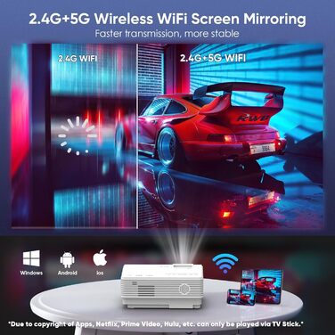 Портативний міні-проектор Smart Beamer Android 11 з WiFi 6, Bluetooth 5.2, підтримкою 4K/1080P та автоматичною корекцією трапеції. Підходить для підключення до телефону та ноутбука.