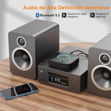 1Mii B06HD Bluetooth 5.1 Аудіоприймач: HiFi, aptX HD, Low Latency, 3.5mm/Cinch, 15 годин, Чорний