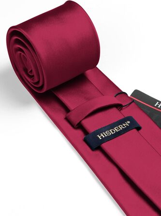 HISDERN Комплект краватки та нагрудного хустинки однотонний для весілля та свят, різні кольори, бургундський, універсальний розмір