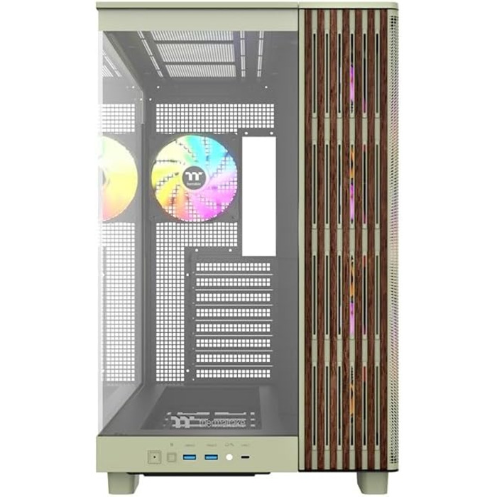 Корпус Thermaltake TG ARGB ATX Mid-Tower View 380 XL Wood (Matcha Green) з 4 вентиляторами ARGB, USB-C, підтримка радіатора 360mm