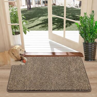 Привратний килимок Pauwer протиковзний та зносостійкий, мийний килим для вхідних дверей, тераси та саду (60 x 90 см, Коричневий)