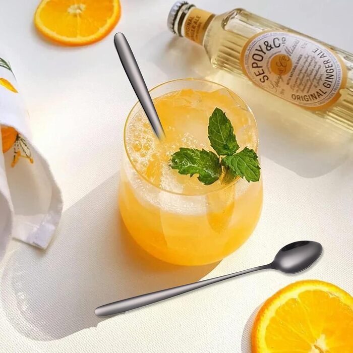 Набір ложок для лате макіато, 6 шт., 19.8 см, нержавіюча сталь. Підходить для кави, коктейлів, десертів