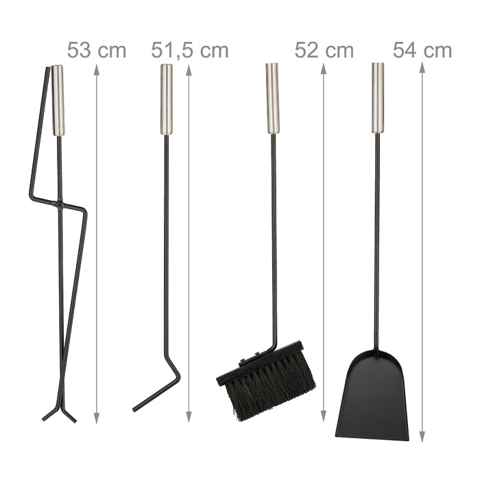 Relaxdays 5-Piece Fireplace Tool Set in Bucket, Black