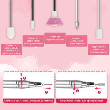 Електричний фрезер для нігтів NAILGIRLS 11 в 1 з педалем, 35000 об/хв - манікюр та педикюр