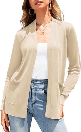 Жіночий кардиган-світшот з довгим рукавом, м'який в'язаний жилет з кишенями (S-3X)