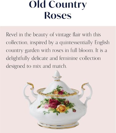 Royal Albert Old Country Roses Sugar Bowl with Lid, 325 ml, Multicolor