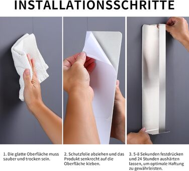 Тримач для рушників ZUNTO без свердління, для гостей, самоклеючий, бамбук, нержавіюча сталь, 40 см, матовий срібло