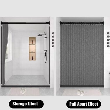 Зручний душовий завіс з льону, вологостійкий, сірий, 120x200 см. Анти-пліснявий, з магнітним кріпленням