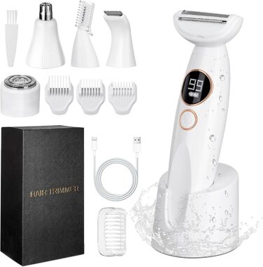 Електричний жіночий епілятор Deciniee Lady Shavers 5-в-1: для бікіні, обличчя, носа, брів, рук та ніг. Зручний для вологого та сухого використання.