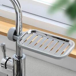 Поличка для душу без свердління MZSX, органайзер для мила, регульована штанга, поличка для душу з нержавіючої сталі, сірий колір