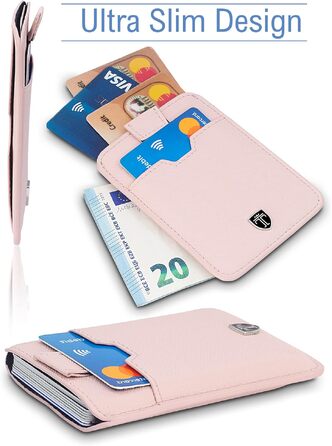 Слім-гаманець TRAVANDO Dallas з RFID-захистом для 12 карток, компактний картхолдер з шнурком, рожевий