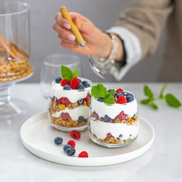 TREND FOR HOME Dessert Glasses Emma Large 475 ml, Round Glasses Set of 6, Gin Tumbler Dessert Bowls Glass, Restaurants and Parties, Dishwasher and Microwave Safe