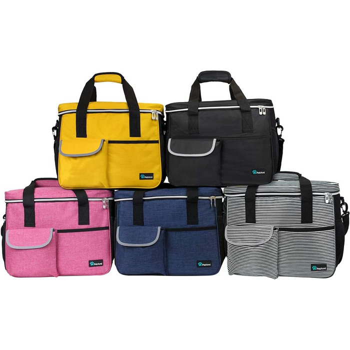 PetAmi Сумка-органайзер для собак та котів, дорожня сумка з контейнером для корму та мисками, аксесуари для подорожей, сумка для переодягання для собак/кішок (Рожева, середня)