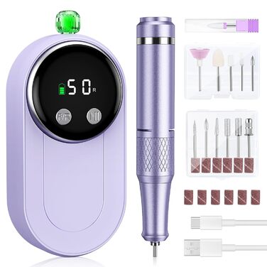 Електричний фрезер для нігтів: манікюрний та педикюрний набір 12 в 1 з LCD-дисплеєм, 50000 об/хв для гелю, акрилу та натуральних нігтів