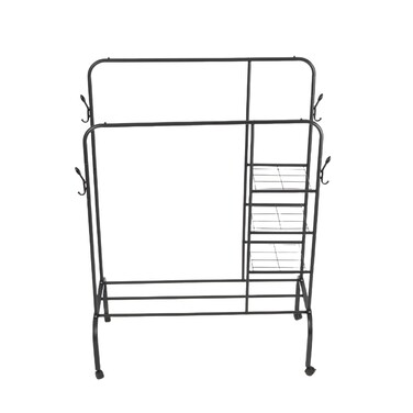 Rolling Clothes Rack with Double Hanging Rod