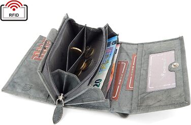 ekavale Wallet for Women Leather with RFID Protection, 25 Compartments, Long Card Holder (Gray)