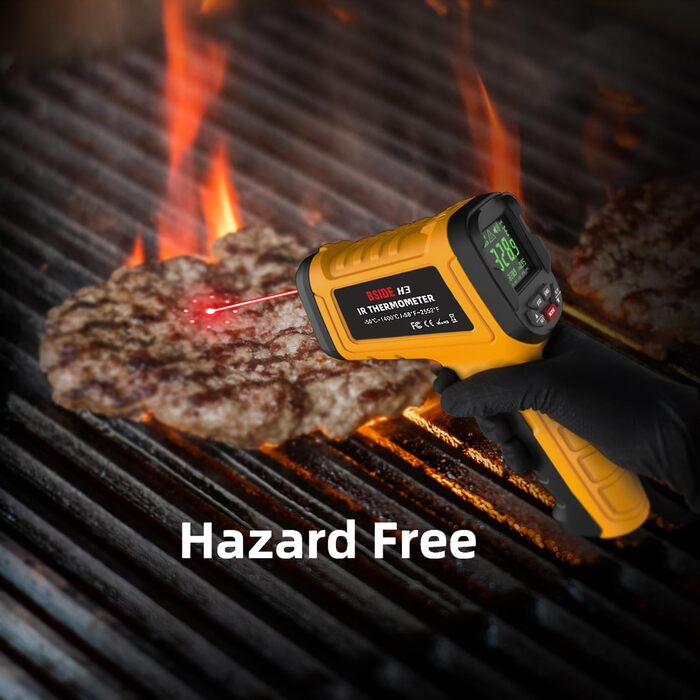 Безконтактний інфрачервоний термометр BSIDE H3 для вимірювання високих температур (-50°C ~ 1400°C) з LCD дисплеєм. Підходить для HVAC, печей, промисловості, металургії.