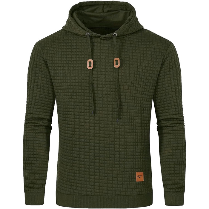 Чоловіча толстовка Tanozer з капюшоном, в клітинку, довгий рукав (XL, хакі)