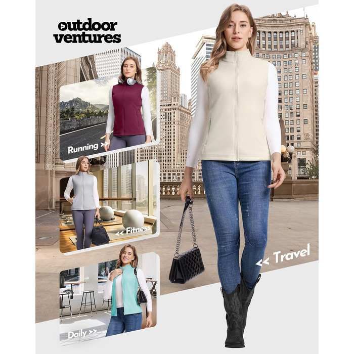 Жіноча флісова жилетка Outdoor Ventures - тепла, безрукавка для спорту, туризму та відпочинку (Wollweiß, XS)