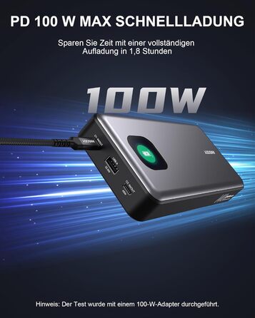 Powerbank 140W, 25000mAh з цифровим дисплеєм, PD3.1 для ноутбуків, MacBook, iPad, iPhone, Switch, Steam Deck (Срібний)